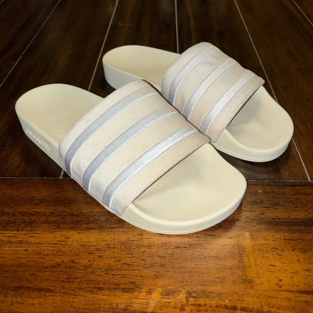 Adidas White Slides Women’s Size 8